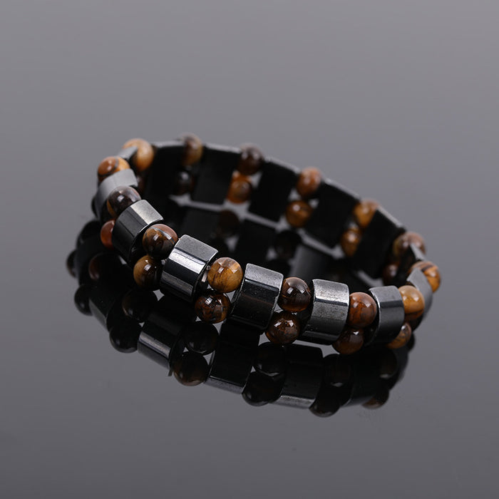 Wholesale Black Gallstone Tiger Eye Bracelet Hand Beaded Adult Men JDC-BT-JiuL003