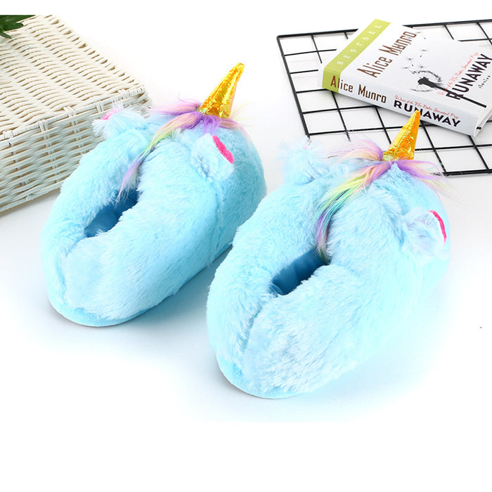 Wholesale Winter Plush Cartoon Animal Unicorn Slippers JDC-SP-Dingy004