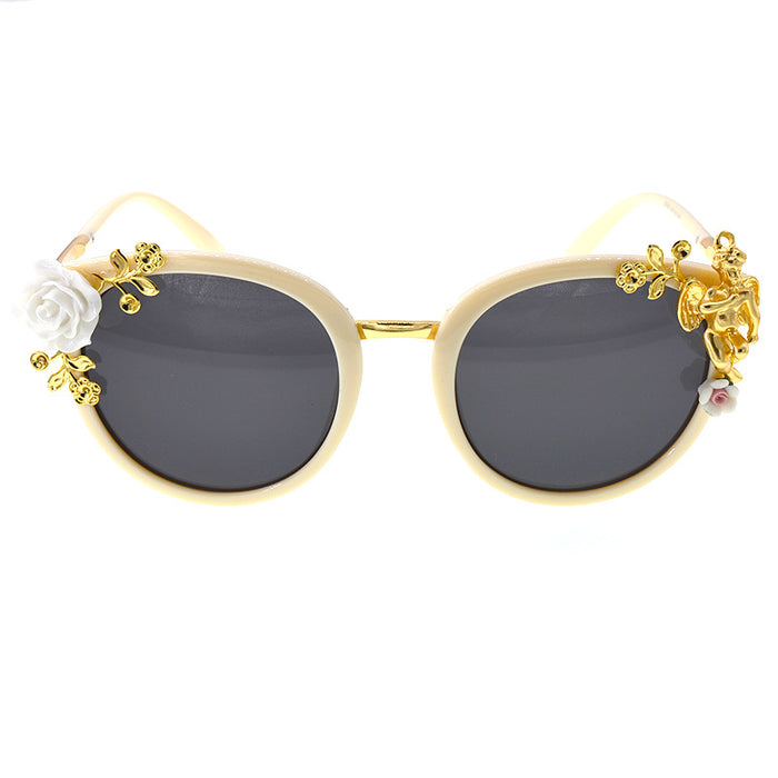 Jewelry WholesaleWholesale Baroque stereoscopic ceramic flower angel sunglasses JDC-SG-NT011 Sunglasses 妮头 %variant_option1% %variant_option2% %variant_option3%  Factory Price JoyasDeChina Joyas De China