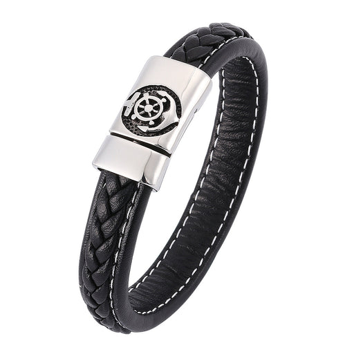 Jewelry WholesaleWholesale Stainless Steel Braided Leather Cord Bracelet JDC-BT-RShen017 Bracelet 日盛 %variant_option1% %variant_option2% %variant_option3%  Factory Price JoyasDeChina Joyas De China