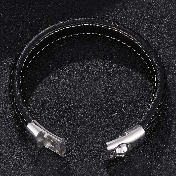 Jewelry WholesaleWholesale Men's Leather Buddha Head Stainless Steel Bracelet JDC-BT-RShen006 Bracelet 日盛 %variant_option1% %variant_option2% %variant_option3%  Factory Price JoyasDeChina Joyas De China