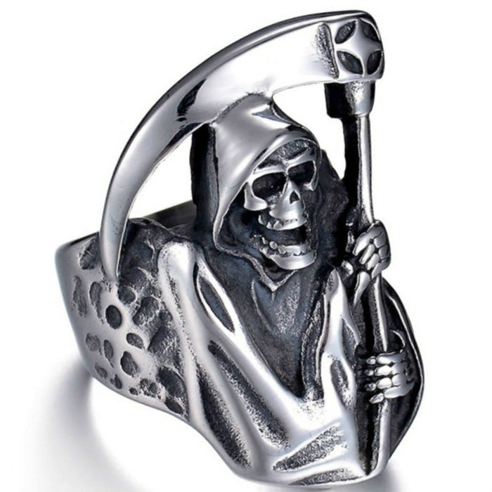 Wholesale Reaper Scythe Skull Alloy Ring JDC-RS-KaiS005