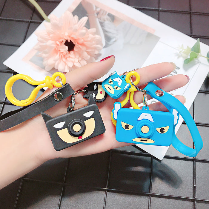 Wholesale cute glue pvc soft glue doll cartoon camera car keychain JDC-KC-SCheng027