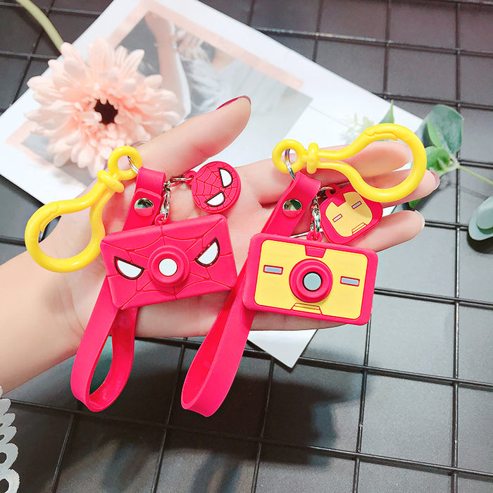 Wholesale cute glue pvc soft glue doll cartoon camera car keychain JDC-KC-SCheng027