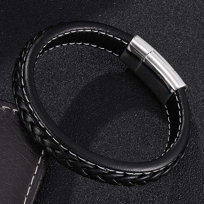 Jewelry WholesaleWholesale Leather Leopard Head Stainless Steel Magnetic Buckle Bracelet JDC-BT-RShen031 Bracelet 日盛 %variant_option1% %variant_option2% %variant_option3%  Factory Price JoyasDeChina Joyas De China