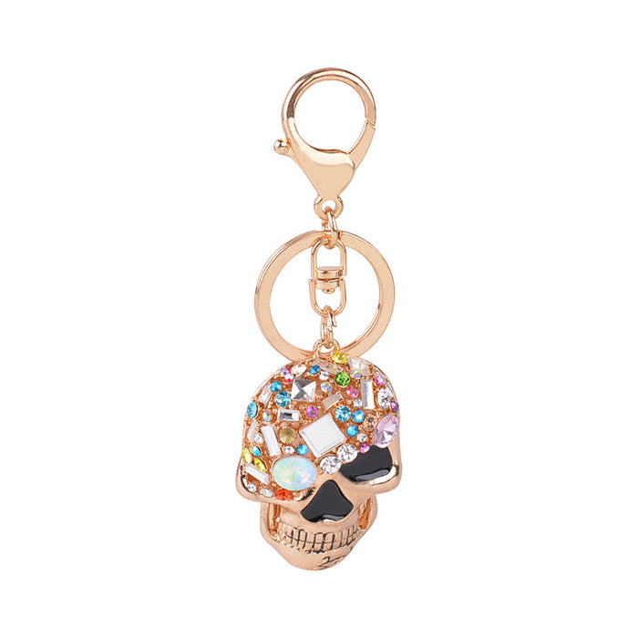 Wholesale creative diamond skull metal keychain MOQ≥2 JDC-KC-CH038