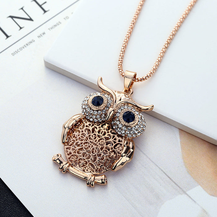 Jewelry WholesaleWholesale Owl Diamond Sweater Chain Long Necklace JDC-NE-YouH003 Necklaces 优鸿 %variant_option1% %variant_option2% %variant_option3%  Factory Price JoyasDeChina Joyas De China