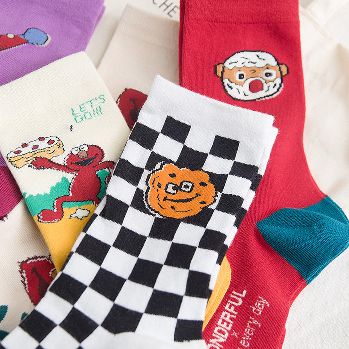 Wholesale Sock Combed Cotton Cartoon Medium Tube Breathable Sweat Absorption (M) MOQ≥6 JDC-SK-YouS006