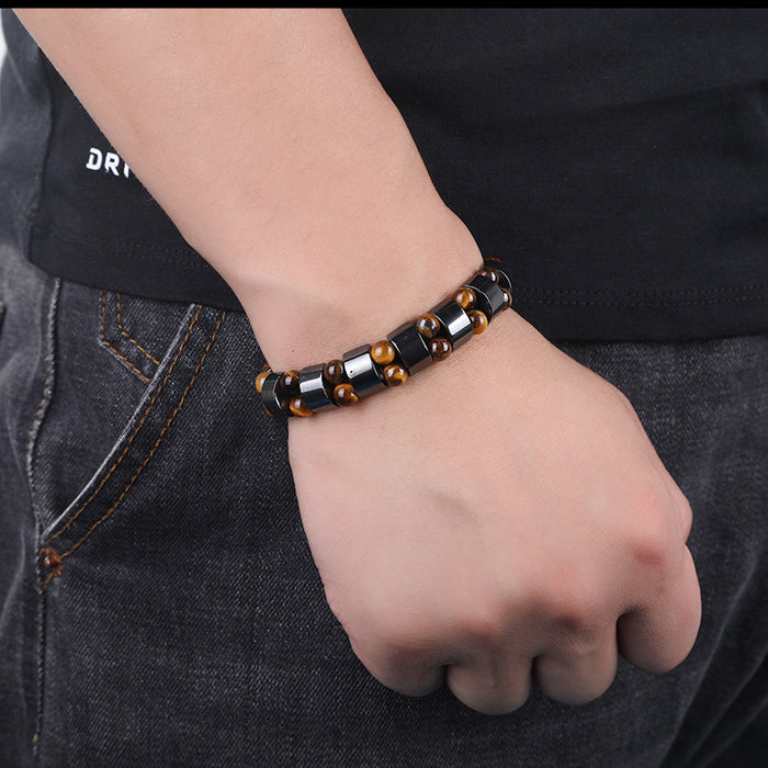 Wholesale Black Gallstone Tiger Eye Bracelet Hand Beaded Adult Men JDC-BT-JiuL003