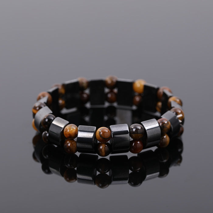 Wholesale Black Gallstone Tiger Eye Bracelet Hand Beaded Adult Men JDC-BT-JiuL003