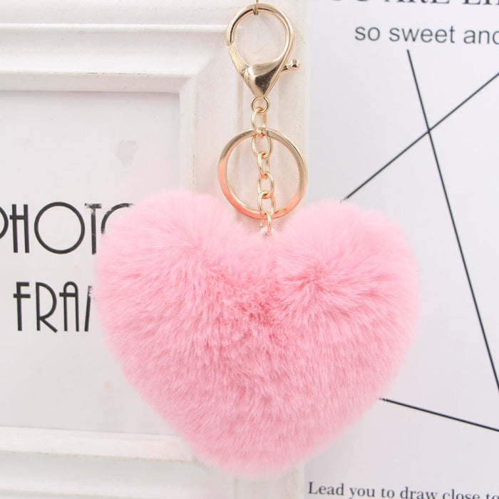 Jewelry WholesaleWholesale Imitation Rex Rabbit Fur Heart Shaped Hair Ball Keychain JDC-KC-Zuge025 Keychains 祖格 %variant_option1% %variant_option2% %variant_option3%  Factory Price JoyasDeChina Joyas De China