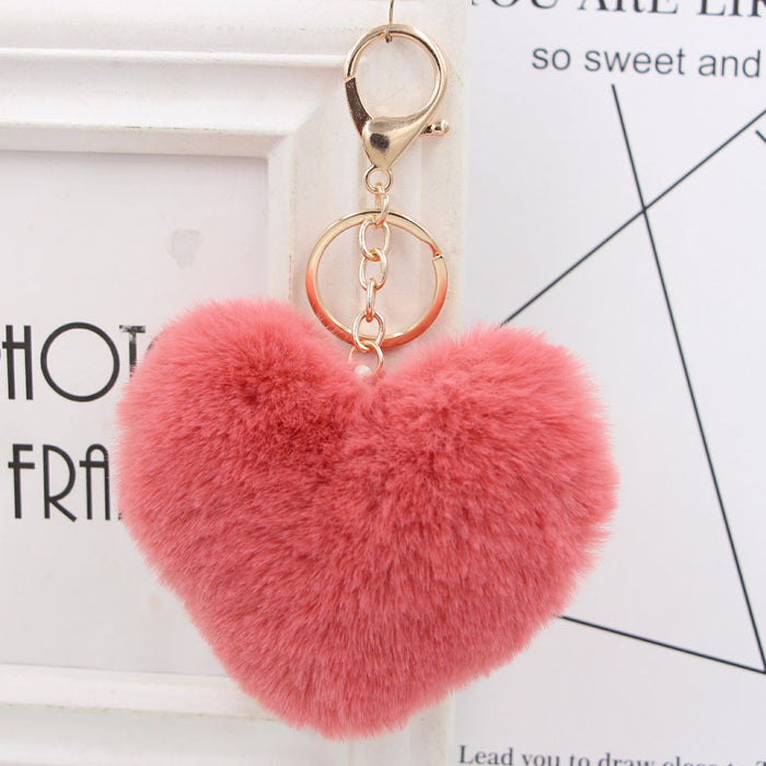 Jewelry WholesaleWholesale Imitation Rex Rabbit Fur Heart Shaped Hair Ball Keychain JDC-KC-Zuge025 Keychains 祖格 %variant_option1% %variant_option2% %variant_option3%  Factory Price JoyasDeChina Joyas De China