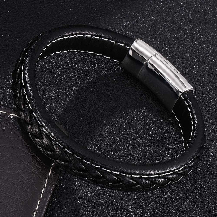 Jewelry WholesaleWholesale Men's Leather Buddha Head Stainless Steel Bracelet JDC-BT-RShen006 Bracelet 日盛 %variant_option1% %variant_option2% %variant_option3%  Factory Price JoyasDeChina Joyas De China