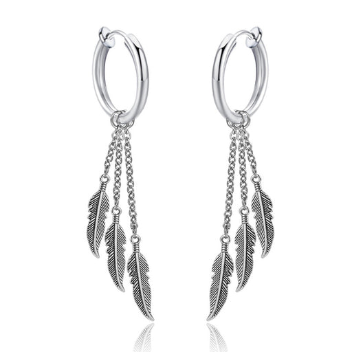 Jewelry WholesaleWholesale Stainless Steel Tassel Chain Leaf Single Earring JDC-ES-GSBSL032 Earrings 宝莎莉娜 %variant_option1% %variant_option2% %variant_option3%  Factory Price JoyasDeChina Joyas De China