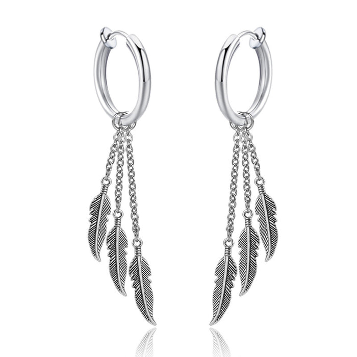 Jewelry WholesaleWholesale Stainless Steel Tassel Chain Leaf Single Earring JDC-ES-GSBSL032 Earrings 宝莎莉娜 %variant_option1% %variant_option2% %variant_option3%  Factory Price JoyasDeChina Joyas De China