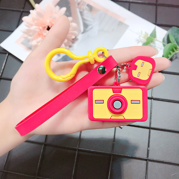 Wholesale cute glue pvc soft glue doll cartoon camera car keychain JDC-KC-SCheng027