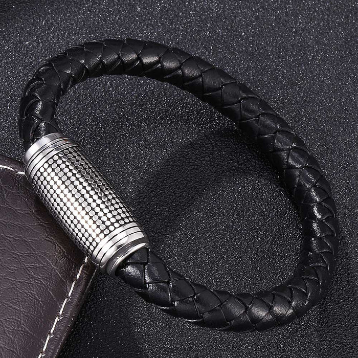 Jewelry WholesaleWholesale Braided Magnetic Leather Stainless Steel Gypsophila Bracelet JDC-BT-RShen007 Bracelet 日盛 %variant_option1% %variant_option2% %variant_option3%  Factory Price JoyasDeChina Joyas De China