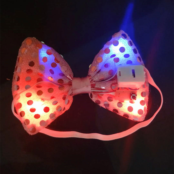 Wholesale Hair Scrunchies Plastic Fabric Sequins Bows LED Luminous JDC-HD-MCZ001