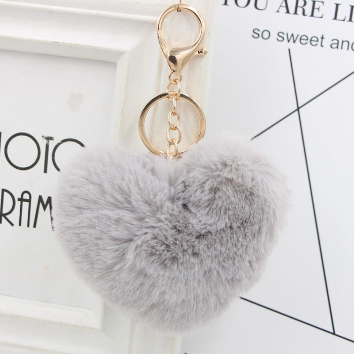 Jewelry WholesaleWholesale Imitation Rex Rabbit Fur Heart Shaped Hair Ball Keychain JDC-KC-Zuge025 Keychains 祖格 %variant_option1% %variant_option2% %variant_option3%  Factory Price JoyasDeChina Joyas De China