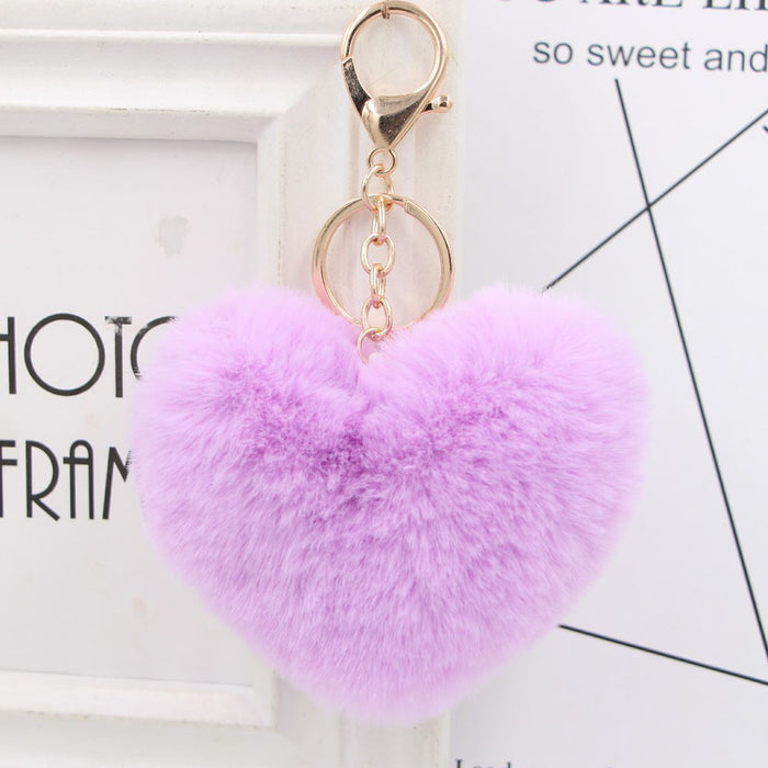 Jewelry WholesaleWholesale Imitation Rex Rabbit Fur Heart Shaped Hair Ball Keychain JDC-KC-Zuge025 Keychains 祖格 %variant_option1% %variant_option2% %variant_option3%  Factory Price JoyasDeChina Joyas De China