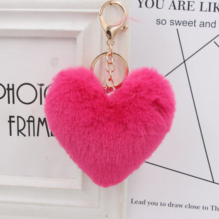 Jewelry WholesaleWholesale Imitation Rex Rabbit Fur Heart Shaped Hair Ball Keychain JDC-KC-Zuge025 Keychains 祖格 %variant_option1% %variant_option2% %variant_option3%  Factory Price JoyasDeChina Joyas De China