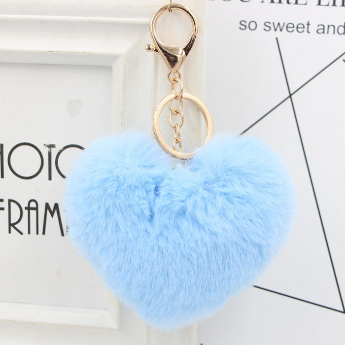 Jewelry WholesaleWholesale Imitation Rex Rabbit Fur Heart Shaped Hair Ball Keychain JDC-KC-Zuge025 Keychains 祖格 %variant_option1% %variant_option2% %variant_option3%  Factory Price JoyasDeChina Joyas De China