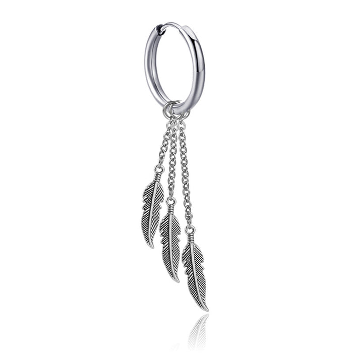 Jewelry WholesaleWholesale Stainless Steel Tassel Chain Leaf Single Earring JDC-ES-GSBSL032 Earrings 宝莎莉娜 %variant_option1% %variant_option2% %variant_option3%  Factory Price JoyasDeChina Joyas De China