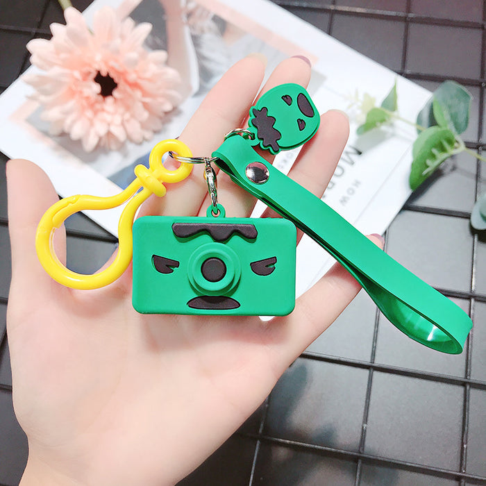 Wholesale cute glue pvc soft glue doll cartoon camera car keychain JDC-KC-SCheng027