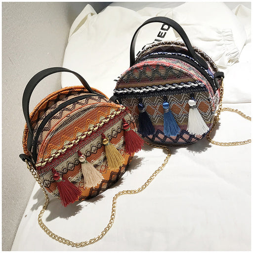 Jewelry WholesaleWholesale fringed straw cross-body beach bag JDC-BB-Danze009 Beach Bag 丹泽 %variant_option1% %variant_option2% %variant_option3%  Factory Price JoyasDeChina Joyas De China