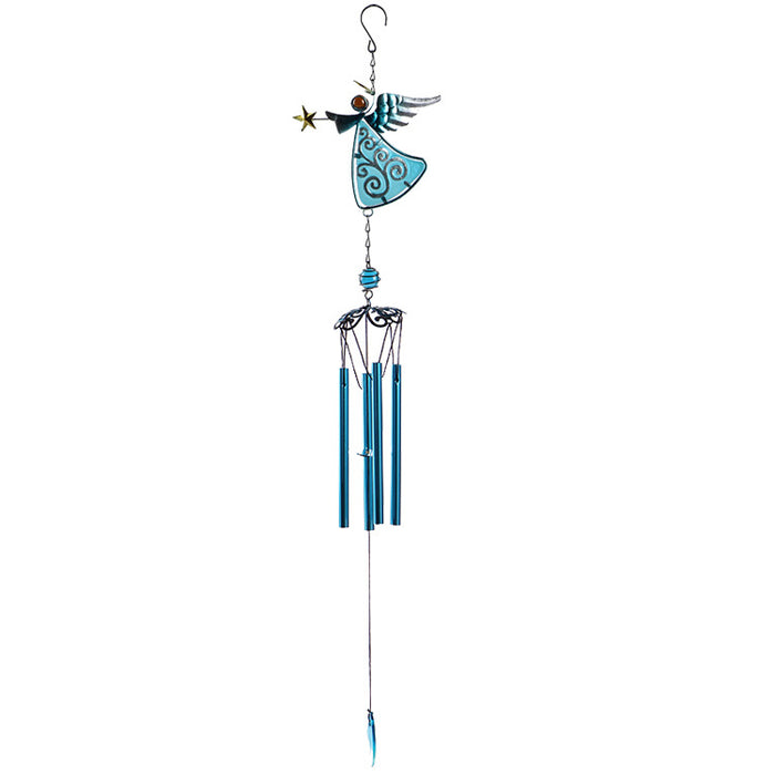 Wholesale Angel Painted Metal Iron Glass Wind Chimes JDC-WC-ZYang009