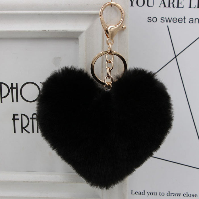 Jewelry WholesaleWholesale Imitation Rex Rabbit Fur Heart Shaped Hair Ball Keychain JDC-KC-Zuge025 Keychains 祖格 %variant_option1% %variant_option2% %variant_option3%  Factory Price JoyasDeChina Joyas De China