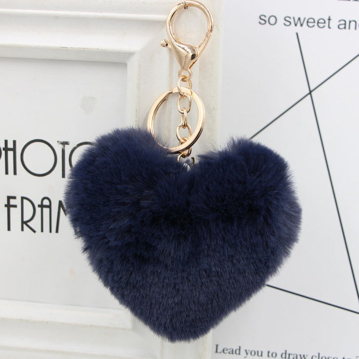 Jewelry WholesaleWholesale Imitation Rex Rabbit Fur Heart Shaped Hair Ball Keychain JDC-KC-Zuge025 Keychains 祖格 %variant_option1% %variant_option2% %variant_option3%  Factory Price JoyasDeChina Joyas De China