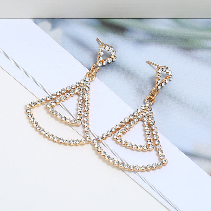 Wholesale Earrings Alloy Full Drilled Tassel Scalloped MOQ≥2 JDC-ES-ShuoG005