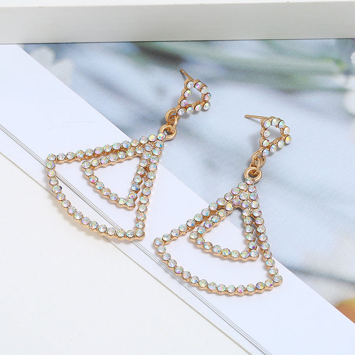 Wholesale Earrings Alloy Full Drilled Tassel Scalloped MOQ≥2 JDC-ES-ShuoG005