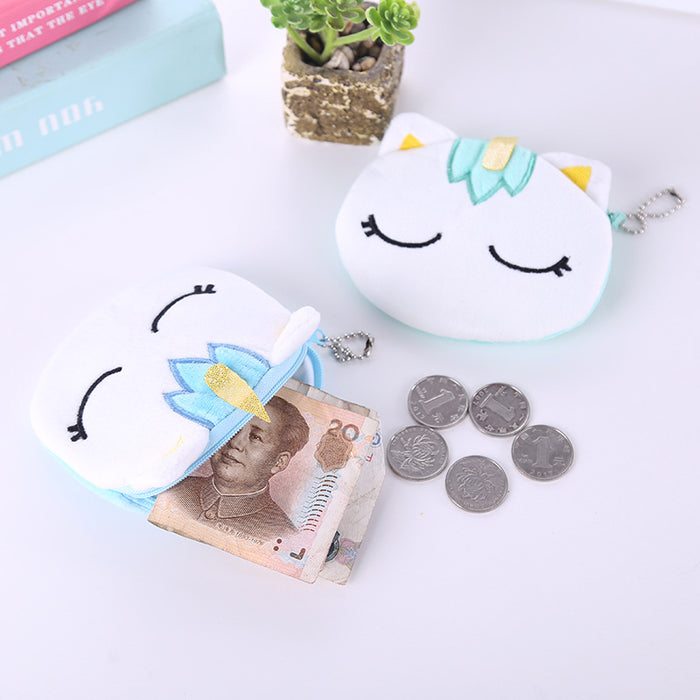 Wholesale Purse Polyester Plush Kids Cute Round Coin Purse MOQ≥3 JDC-WT-SaiM001