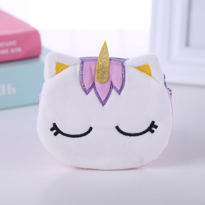 Wholesale Purse Polyester Plush Kids Cute Round Coin Purse MOQ≥3 JDC-WT-SaiM001