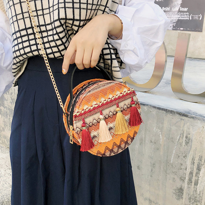 Jewelry WholesaleWholesale fringed straw cross-body beach bag JDC-BB-Danze009 Beach Bag 丹泽 %variant_option1% %variant_option2% %variant_option3%  Factory Price JoyasDeChina Joyas De China