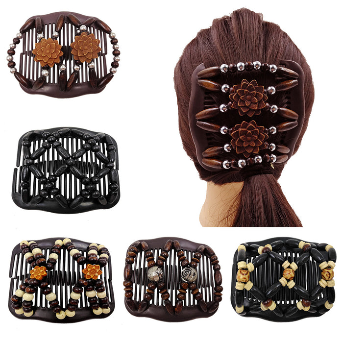 Jewelry WholesaleWholesale Variety Hair Comb Wooden Bead Hair Clip JDC-HC-Chund003 Hair Clips 春蝶 %variant_option1% %variant_option2% %variant_option3%  Factory Price JoyasDeChina Joyas De China