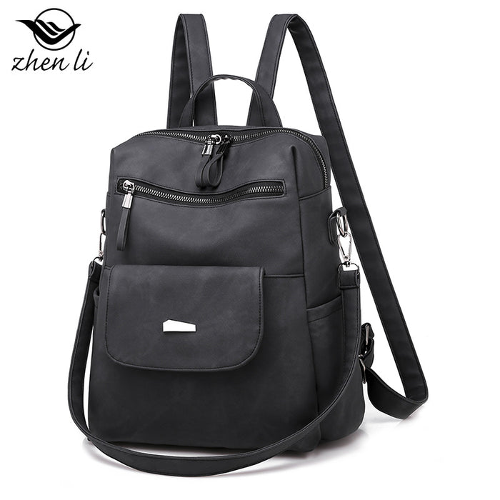 Wholesale Backpacks PU Solid Color Large Capacity JDC-BP-ZLD002