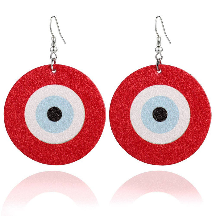 Wholesale Football Rugby Devil's Eye Leather Earrings MOQ≥2 JDC-ES-Zhongn006