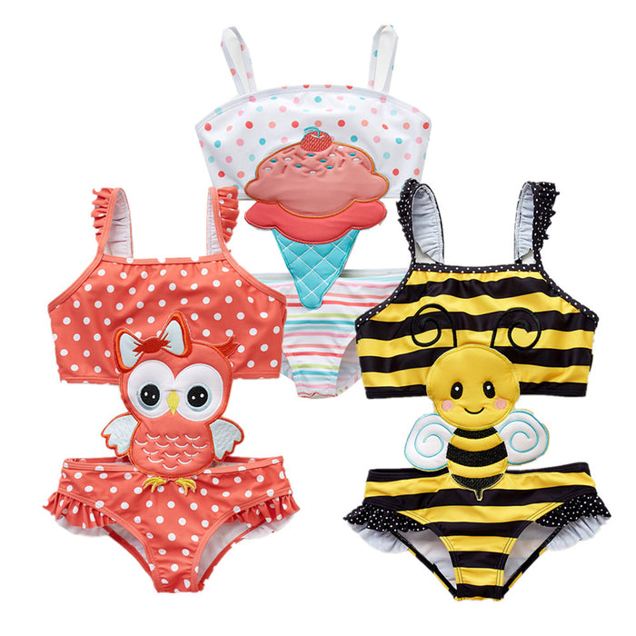 Wholesale female middle school big child baby cartoon cute one piece swimsuit  MOQ≥2 JDC-SW-aimei001