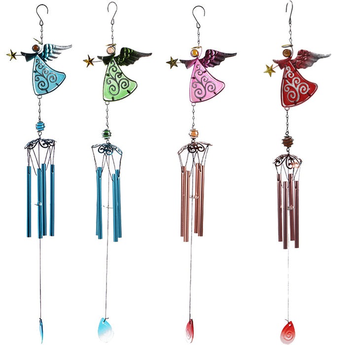 Wholesale Angel Painted Metal Iron Glass Wind Chimes JDC-WC-ZYang009