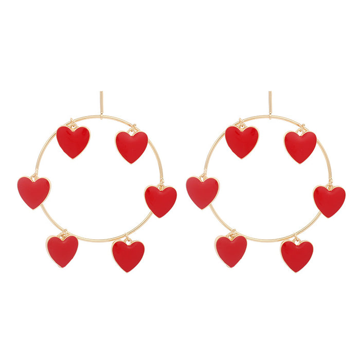 Wholesale Big Hoop Heart Shape Alloy Earrings MOQ≥2 JDC-ES-Yir014