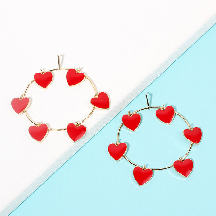 Wholesale Big Hoop Heart Shape Alloy Earrings MOQ≥2 JDC-ES-Yir014