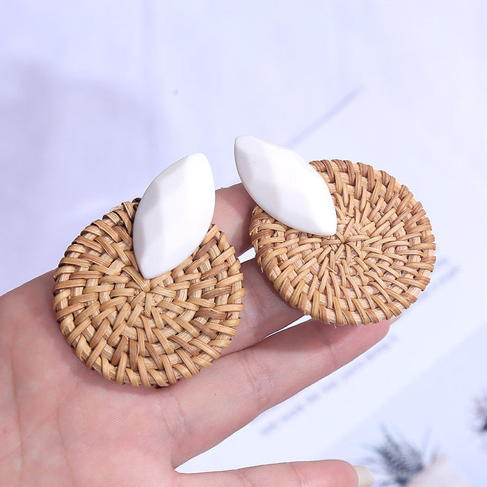 Jewelry WholesaleWholesale geometric resin rattan round earrings JDC-ES-Lai007 Earrings 恋艾 %variant_option1% %variant_option2% %variant_option3%  Factory Price JoyasDeChina Joyas De China