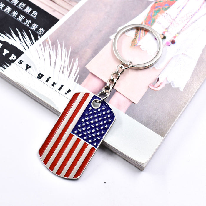 Wholesale 4th of July American Flag Independence Day Zinc Alloy Keychain MOQ≥2 JDC-KC-TGuo001