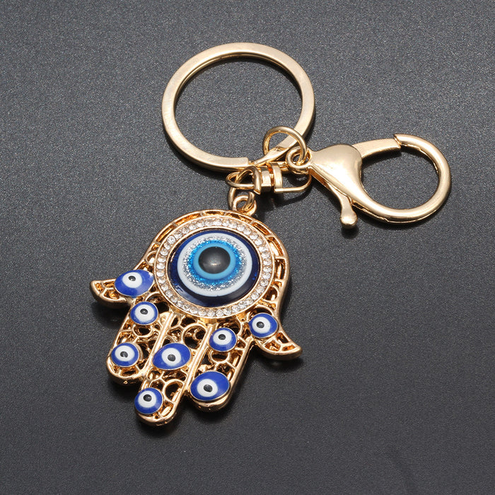 Wholesale Hand of Fatima Devil's Eye Metal Keychain MOQ≥2 JDC-KC-Baiding006