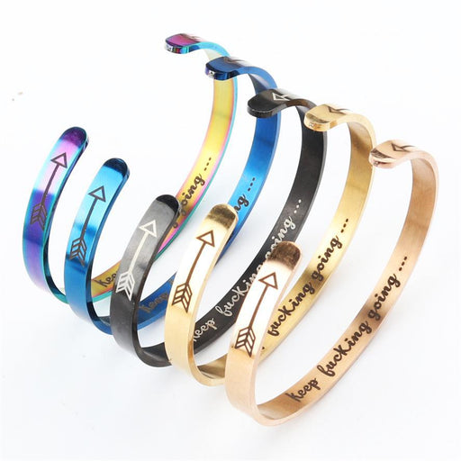 Jewelry WholesaleWholesale Stainless Steel C Shape Opening Inspirational Fucking Going Bracelet JDC-BT-HuH001 Bracelet 胡贺 %variant_option1% %variant_option2% %variant_option3%  Factory Price JoyasDeChina Joyas De China