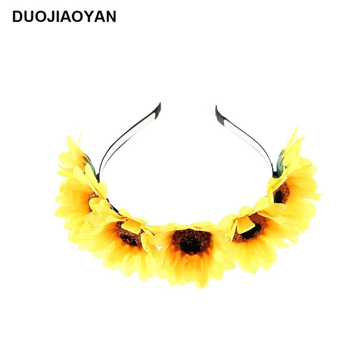 Jewelry WholesaleWholesale Art Daisy Sunflower Sunflower Wreath Headband MOQ≥3 JDC-HD-Jiaoy001 Headband 娇艳 %variant_option1% %variant_option2% %variant_option3%  Factory Price JoyasDeChina Joyas De China