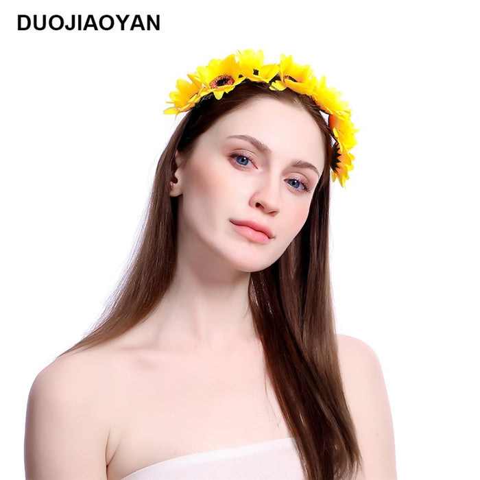 Jewelry WholesaleWholesale Art Daisy Sunflower Sunflower Wreath Headband MOQ≥3 JDC-HD-Jiaoy001 Headband 娇艳 %variant_option1% %variant_option2% %variant_option3%  Factory Price JoyasDeChina Joyas De China